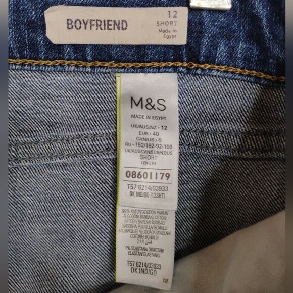 Marks & Spencer Distressed Cropped Jeans Boyfriend size 12 short UK size - Picture 5 of 16